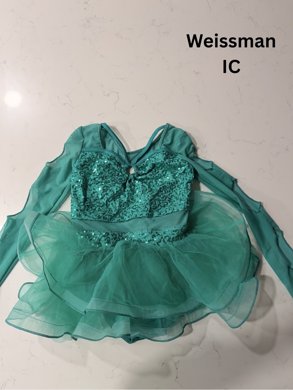 Weissman Girls' Teal Sequin Tulle Dance Costume